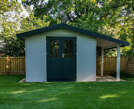Traditional Garden Shed and Log Store