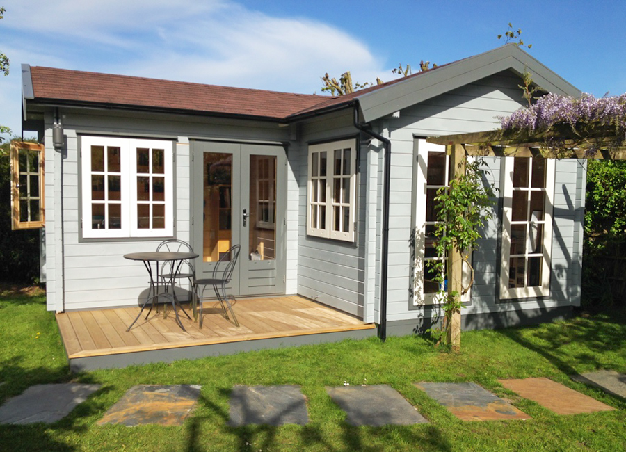 L shape log cabin