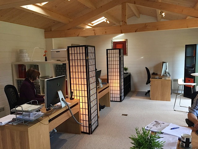 Log cabin office interior